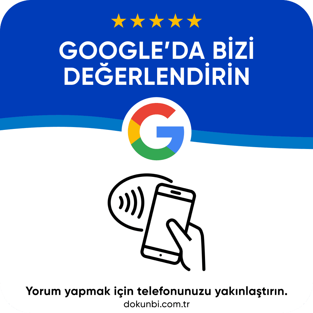 Google'da bizi değerlendirin yazılı DokunBi NFC Google yorum kartı